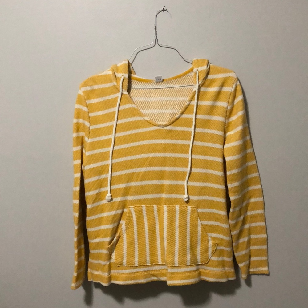 Old Navy yellow and white striped beach hoodie